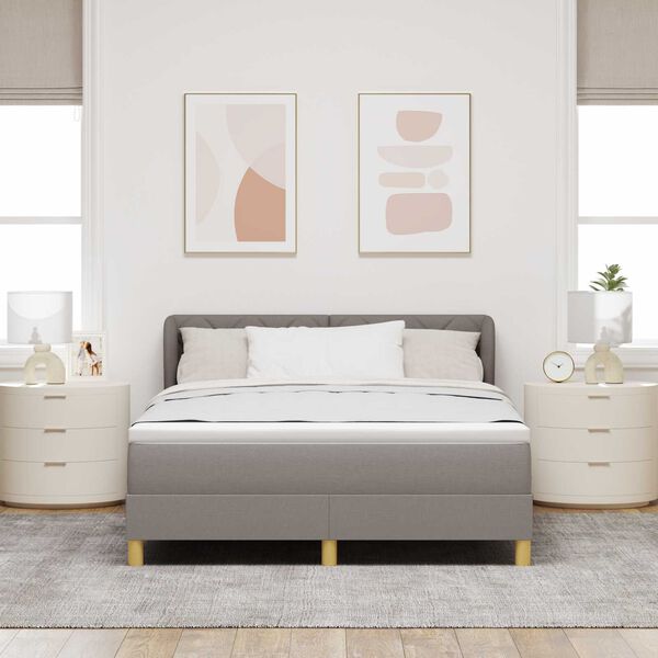 vidaXL Κρεβάτι Ανοιχτού Κουτιού με Στρώμα σε Taupe - 160x200 εκ Ύφασμα