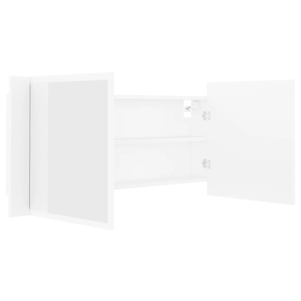 vidaXL Καθρέφτης Μπάνιου με Ντουλάπι LED Λευκός 100x12x45 εκ Ακρυλικός