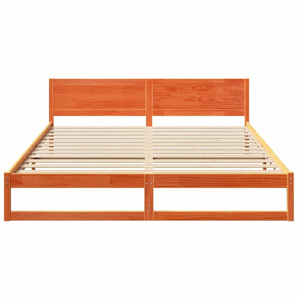 vidaXL Σκελετός Κρεβατιού Καφέ 200 x 200 cm Μασίφ ξύλο πεύκου