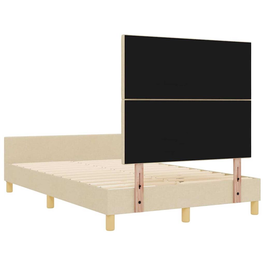 vidaXL Σκελετός Κρεβατιού με κεφαλάρι Κρεμ 120 x 200 cm ύφασμα