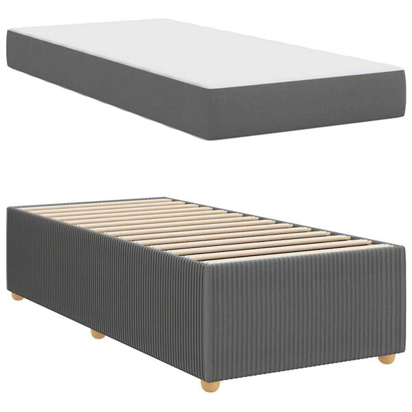 vidaXL Σκελετός Κρεβατιού Άλλο Σκούρο γκρι 100 x 200 cm ύφασμα