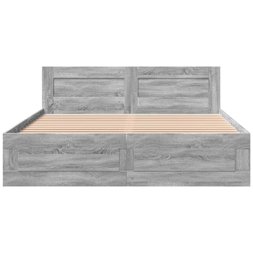 vidaXL Πλαίσιο Κρεβατιού με Κεφαλάρι Γκρι Sonoma 150x200εκ. Επεξ. Ξύλο