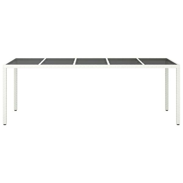 vidaXL Τραπέζι Κήπου Λευκό 250x100x75 εκ. Συνθετ. Ρατάν/Ψημένο Γυαλί