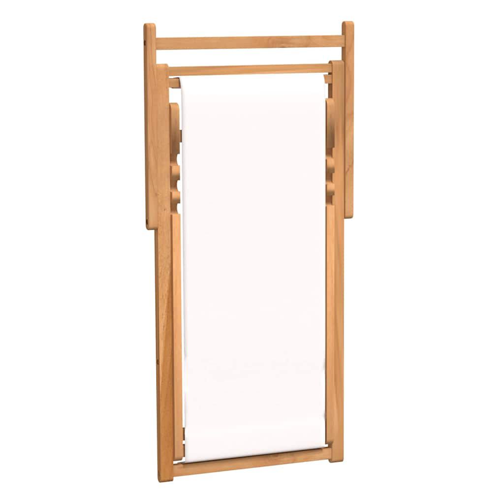 vidaXL Ξαπλώστρα Κρεμ 56 x 105 x 96 εκ. από Ξύλο Teak