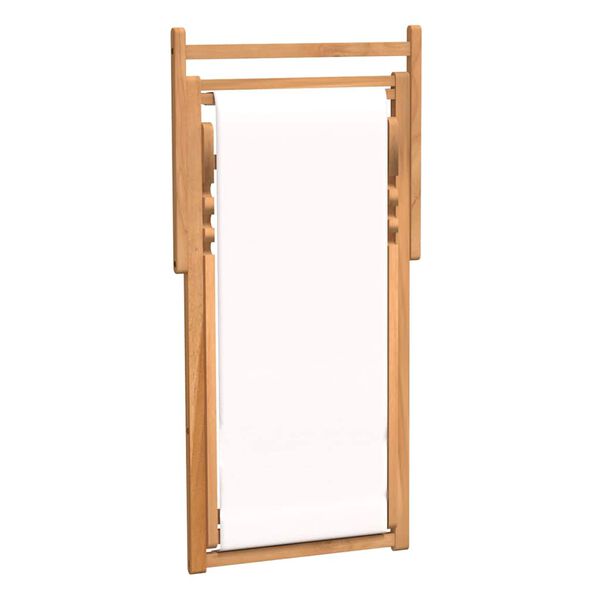 vidaXL Ξαπλώστρα Κρεμ 56 x 105 x 96 εκ. από Ξύλο Teak