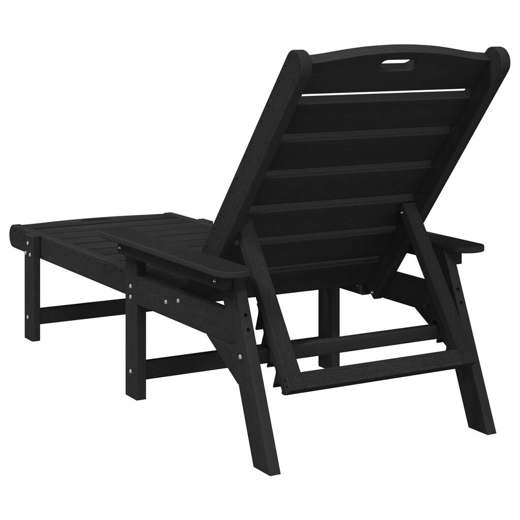 vidaXL Ξαπλώστρες 2 τεμ Μαύρη 162x53x98.5 εκ HDPE