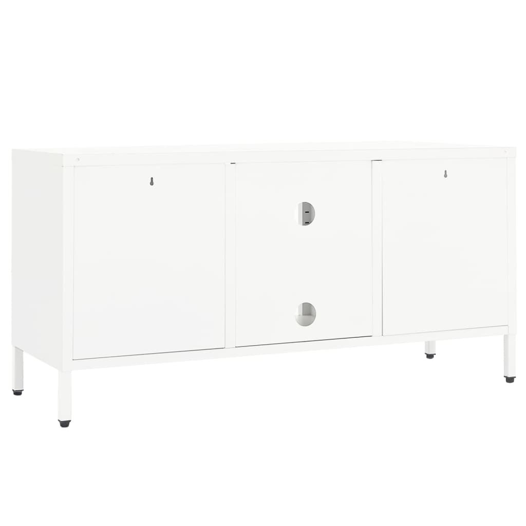 vidaXL Έπιπλο Τηλεόρασης Λευκό 105 x 35 x 52 εκ. από Ατσάλι και Γυαλί