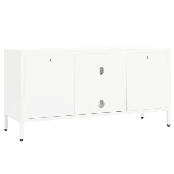 vidaXL Έπιπλο Τηλεόρασης Λευκό 105 x 35 x 52 εκ. από Ατσάλι και Γυαλί