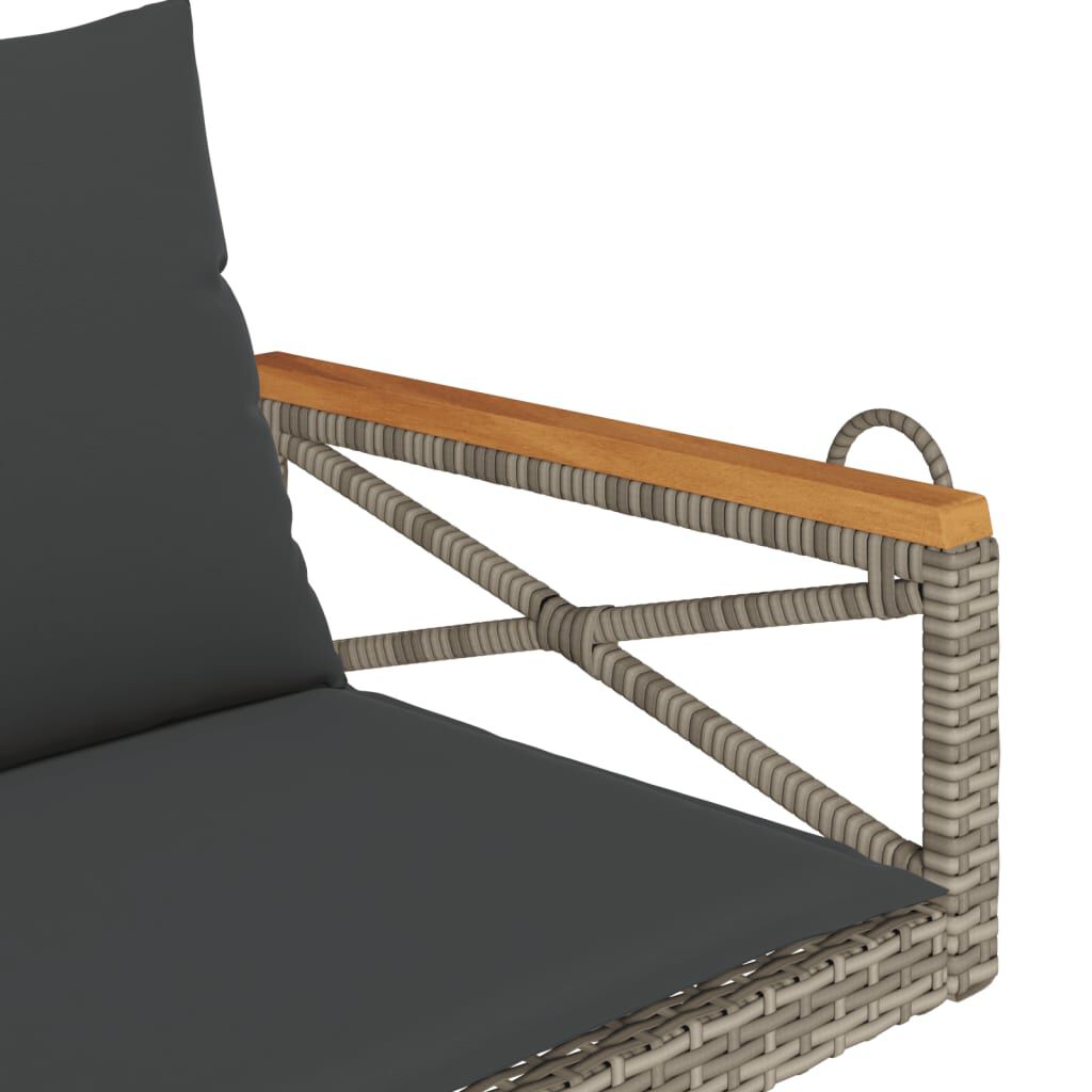 vidaXL Παγκάκι Κουνιστό Γκρι 109x62x40εκ. Συνθετικό Ρατάν με Μαξιλάρια