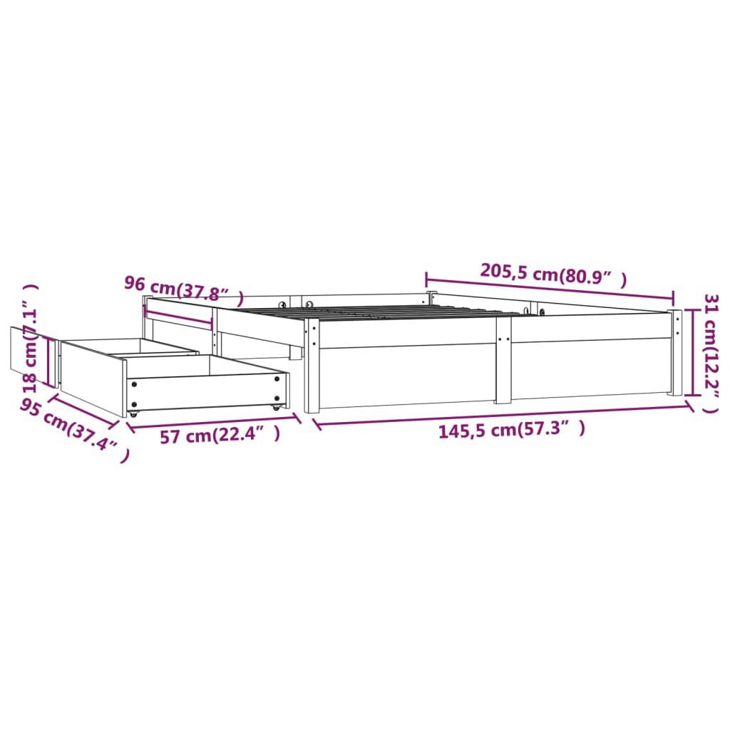 vidaXL Πλαίσιο Κρεβατιού με Συρτάρια Λευκό 140 x 200 εκ.
