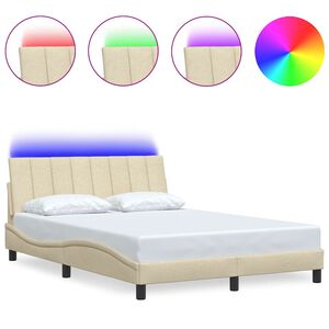 vidaXL Σκελετός Κρεβατιού Χωρίς Στρώμα Hanko Κρεμ 140x190 εκ. Υφασμάτινο