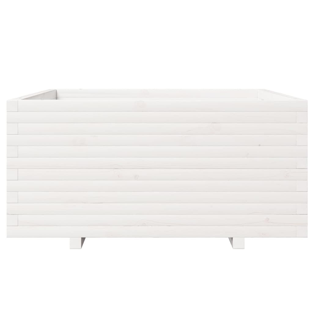 vidaXL Ζαρντινιέρα Κήπου Λευκή 100x100x49,5 εκ. από Μασίφ Ξύλο Πεύκου