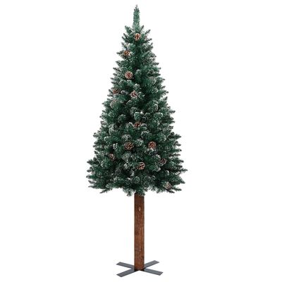 vidaXL Χριστουγεννιάτικο Δέντρο Slim Πράσινο 180 εκ. Αλ. Ξύλο/Χιόνι