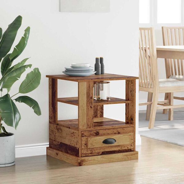 vidaXL Κομοδίνο με ράφι Παλαιό ξύλο 50 x 50 x 60 cm Επεξεργασμένο ξύλο