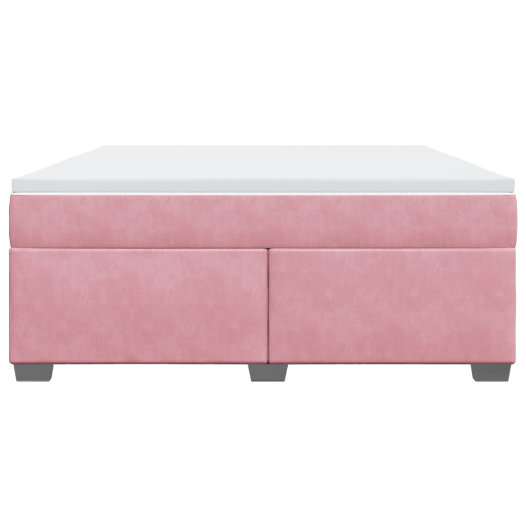 vidaXL Κρεβάτι Boxspring με Στρώμα Ροζ 180x200 εκ. Βελούδινο