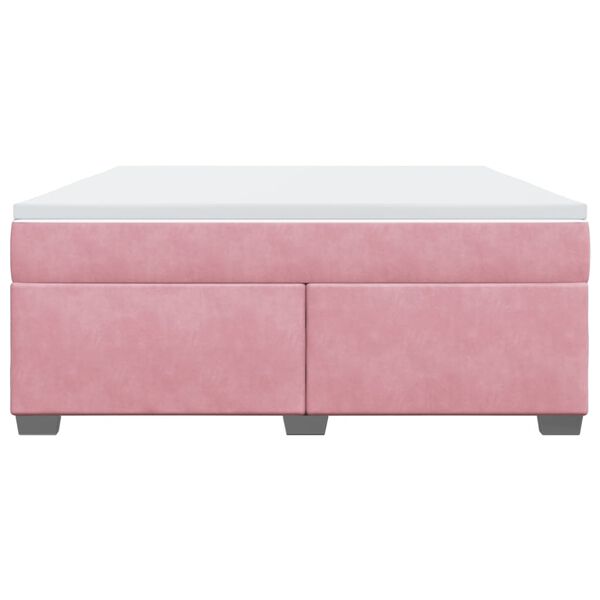 vidaXL Κρεβάτι Boxspring με Στρώμα Ροζ 180x200 εκ. Βελούδινο