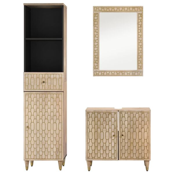 vidaXL Έ&pi;&iota;&pi;&lambda;&alpha; &Mu;&pi;ά&nu;&iota;&omicron;&upsilon; &Sigma;&epsilon;&tau; 3 &Tau;&epsilon;&mu;&alpha;&chi;ί&omega;&nu; &alpha;&pi;ό &Mu;&alpha;&sigma;ί&phi; &Xi;ύ&lambda;&omicron; &Mu;ά&nu;&gamma;&kappa;&omicron;