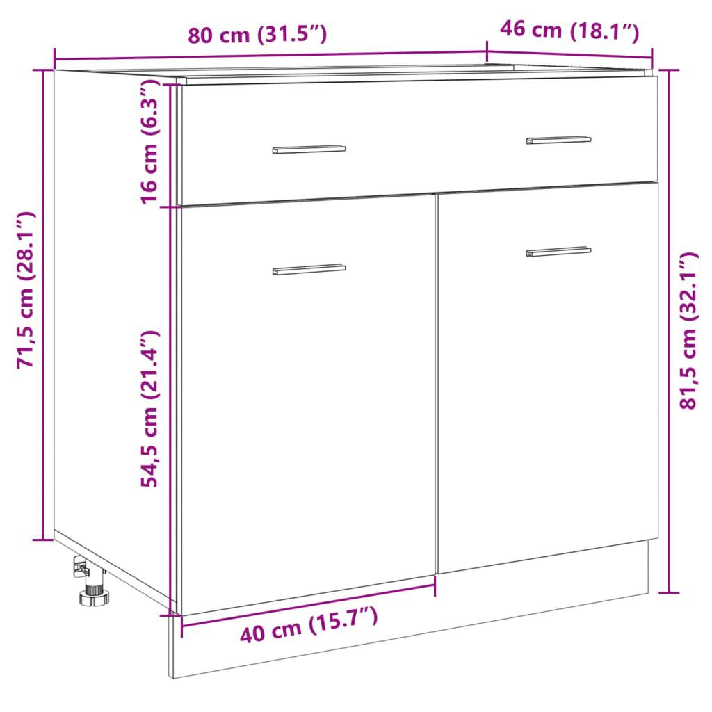 vidaXL Ντουλάπι με Συρτάρι Lyon Sonoma Δρυς 80x46x81,5 εκ. Επεξ. Ξύλο