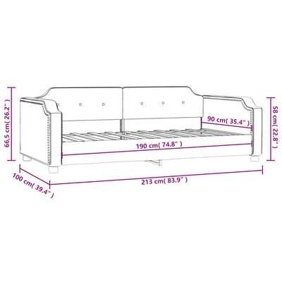 vidaXL Καναπές Κρεβάτι Μαύρος 90 x 190 εκ. Υφασμάτινος