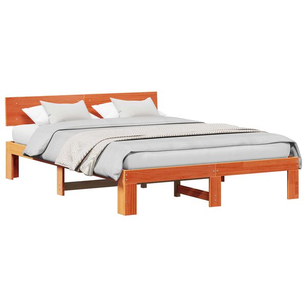 vidaXL Σκελετός Κρεβατιού Καφέ 150 x 200 cm Μασίφ ξύλο πεύκου