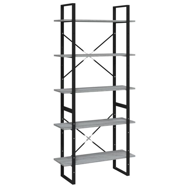 vidaXL Βιβλιοθήκη με 5 Ράφια Γκρι Sonoma 80x30x175 εκ. Επεξεργ. Ξύλο