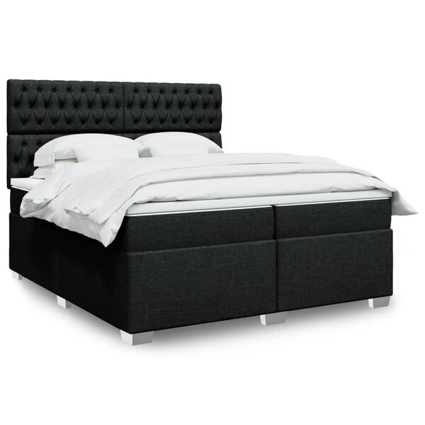vidaXL &Kappa;&rho;&epsilon;&beta;ά&tau;&iota; Boxspring &mu;&epsilon; &Sigma;&tau;&rho;ώ&mu;&alpha; &Mu;&alpha;ύ&rho;&omicron; 200x200 &epsilon;&kappa;. &Upsilon;&phi;&alpha;&sigma;&mu;ά&tau;&iota;&nu;&omicron;
