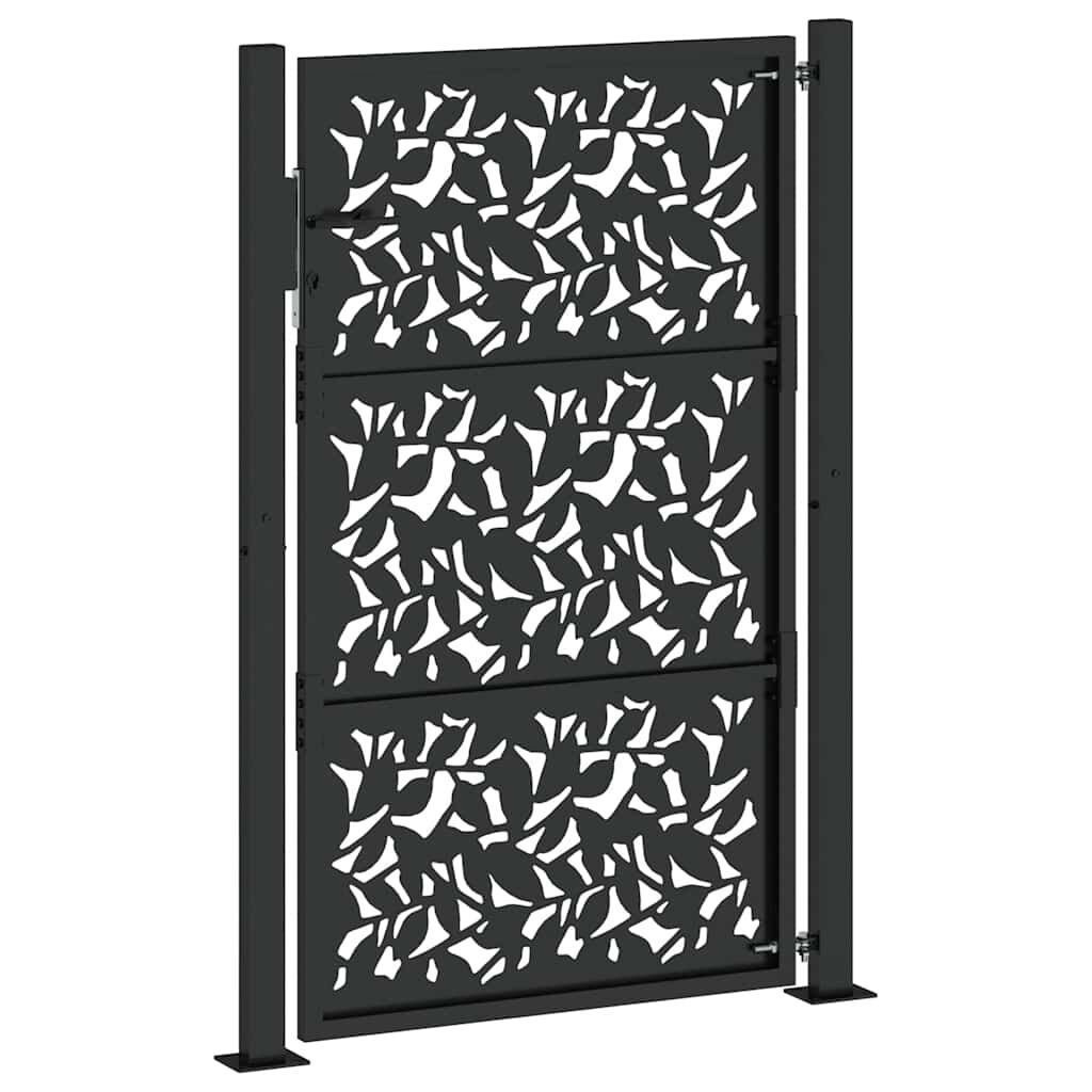 vidaXL Πύλη κήπου Μαύρη 105x155 cm Σχεδιασμός ατσαλένιου φύλλου