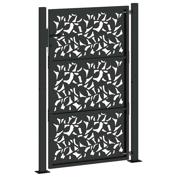 vidaXL Πύλη κήπου Μαύρη 105x155 cm Σχεδιασμός ατσαλένιου φύλλου