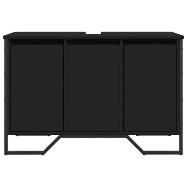 vidaXL Ντουλάπι Νιπτήρα Μπάνιου Μαύρο 91x35x60 εκ. Επεξεργασμένο Ξύλο