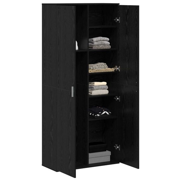 vidaXL Υψηλό ντουλάπι Μαύρης Δρυός 80x35x180 εκ. Επεξεργασμένο Ξύλο