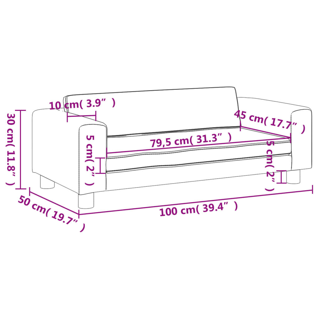 vidaXL Καναπές Παιδικός με Υποπόδιο Καφέ 100 x 50 x 30 εκ. Συνθ. Δέρμα