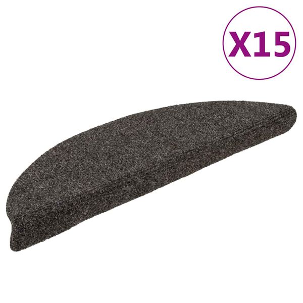 vidaXL Πατάκια Σκαλιών Αυτοκόλλητα 15 τεμ. Ανθρακί Ημίκυκλα 56x17x3 εκ.