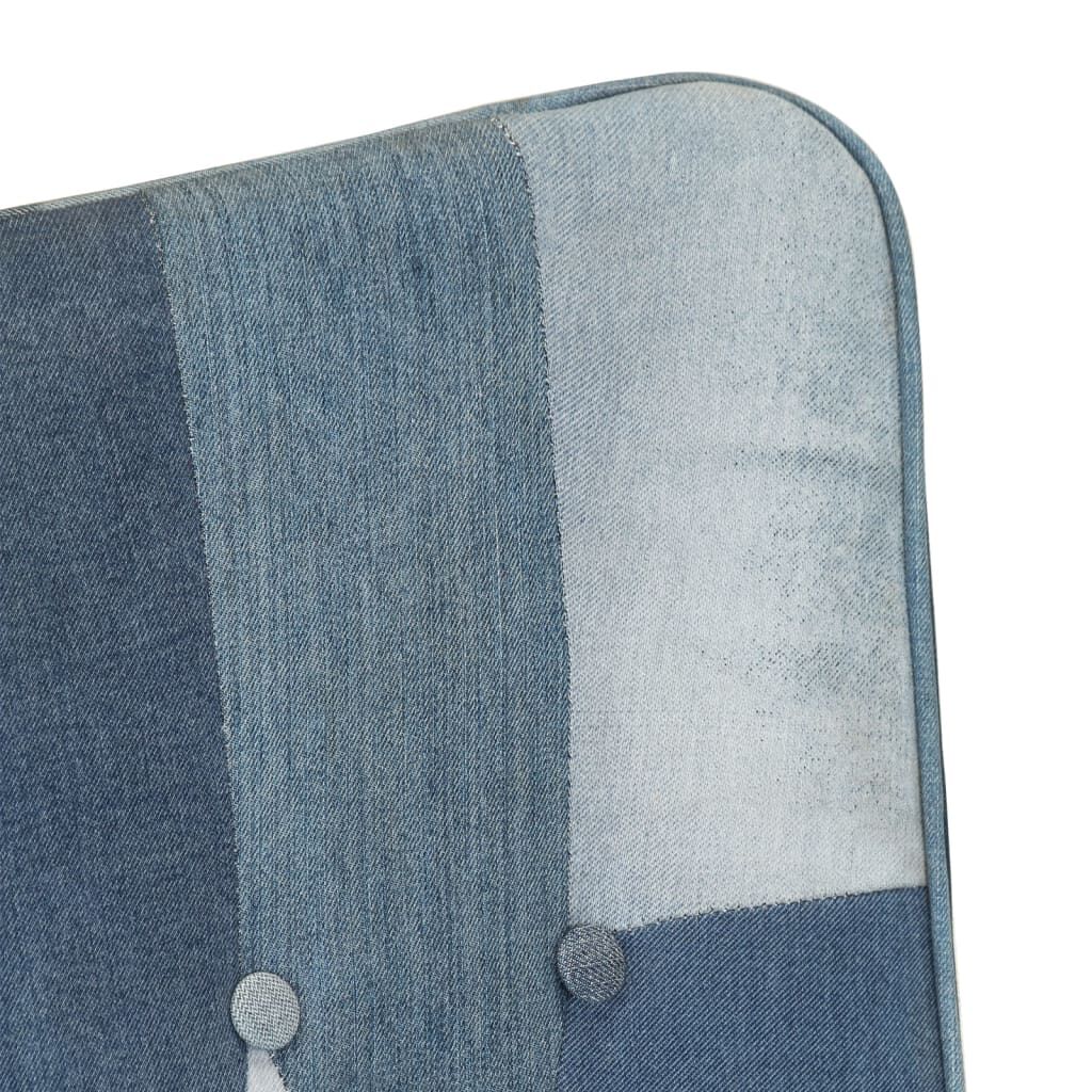vidaXL Πολυθρόνα Μπλε Denim Patchwork από Καραβόπανο με Υποπόδιο