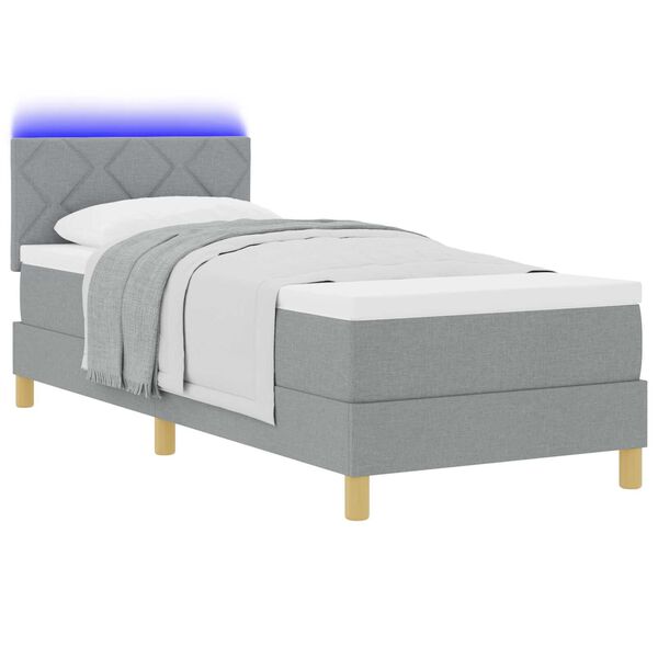 vidaXL Κρεβάτι με Βάση με Στρώμα & LED Ανοιχτό Γκρι 80x200 εκ Υφάσματος