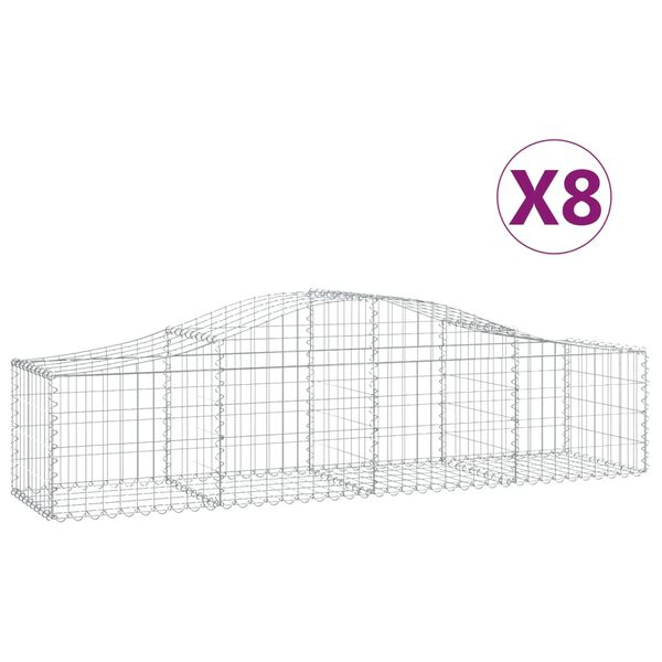 vidaXL Συρματοκιβώτια Τοξωτά 8 τεμ. 200x50x40/60 εκ. Γαλβαν. Ατσάλι