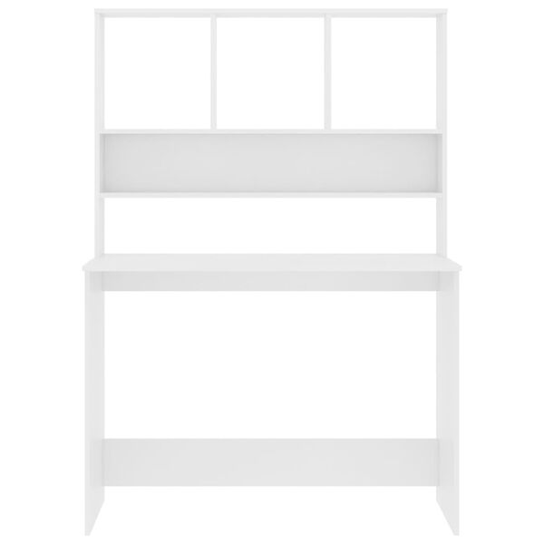 vidaXL Γραφείο με Ράφια Λευκό 110 x 45 x 157 εκ. από Μοριοσανίδα