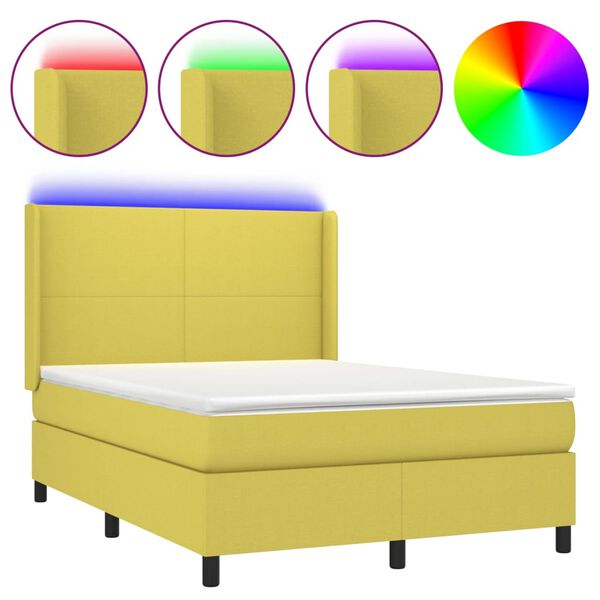 vidaXL &Kappa;&rho;&epsilon;&beta;ά&tau;&iota; Boxspring &mu;&epsilon; &Sigma;&tau;&rho;ώ&mu;&alpha; & LED &Pi;&rho;ά&sigma;&iota;&nu;&omicron; 140x190 &epsilon;&kappa; &Upsilon;&phi;&alpha;&sigma;&mu;ά&tau;&iota;&nu;&omicron;