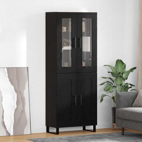 vidaXL Highboard 2 pcs &Mu;&alpha;ύ&rho;&eta; &Omicron;&xi;&upsilon;ά &Sigma;ύ&nu;&theta;&epsilon;&tau;&omicron; &Xi;ύ&lambda;&omicron; &kappa;&alpha;&iota; &Gamma;&upsilon;&alpha;&lambda;ί