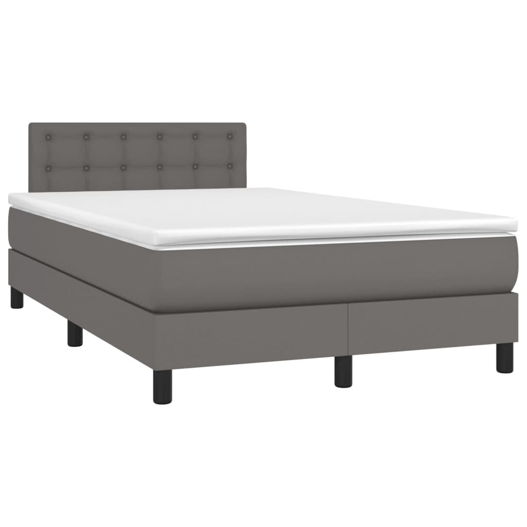vidaXL Κρεβάτι Boxspring με Στρώμα & LED Γκρι 120x200 εκ. Συνθ. Δέρμα