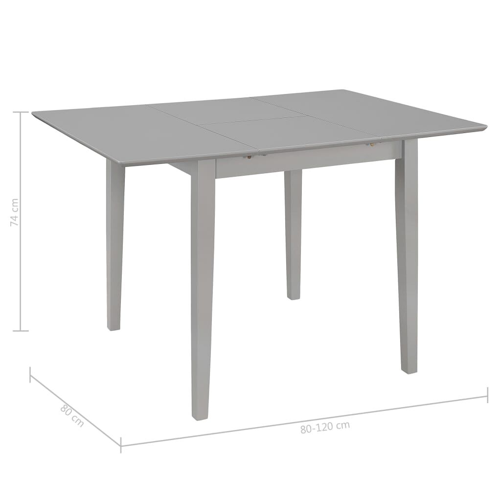 vidaXL Τραπεζαρία Επεκτεινόμενη Γκρι (80-120) x 80 x 74 εκ. από MDF