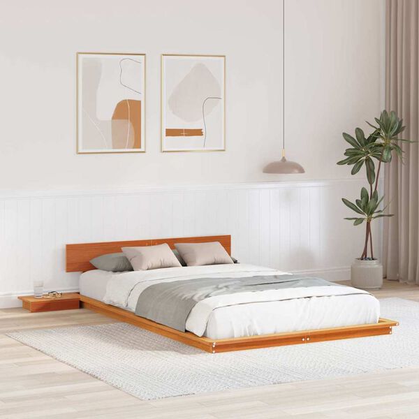 vidaXL Σκελετός Κρεβατιού Καφέ 135 x 190 cm ξύλο