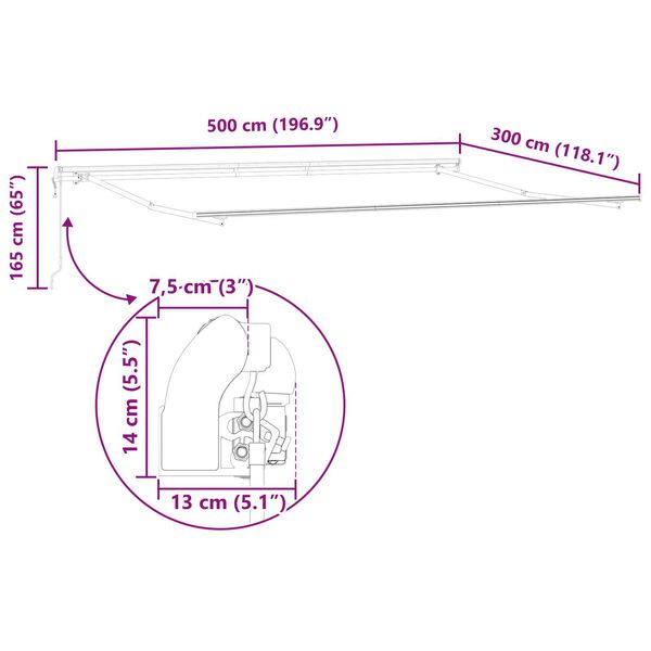 vidaXL αυτόματη αναδιπλούμενη τέντα μπεζ 500x300 εκ