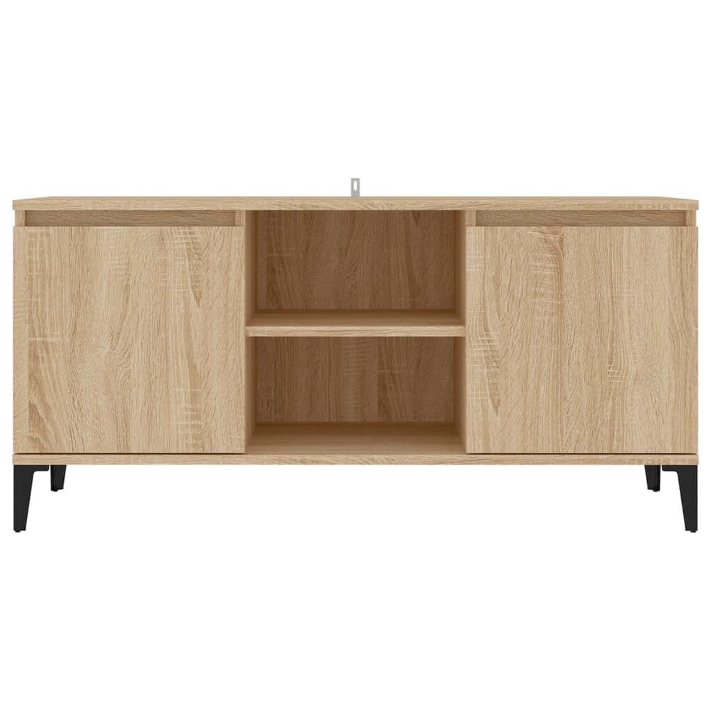 vidaXL Έπιπλο Τηλεόρασης Καπνιστή Δρυς 103,5x35x50 εκ Μεταλλικά Πόδια