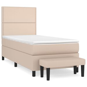 vidaXL Κρεβάτι Boxspring με Στρώμα Καπουτσίνο 90x200εκ.από Συνθ. Δέρμα
