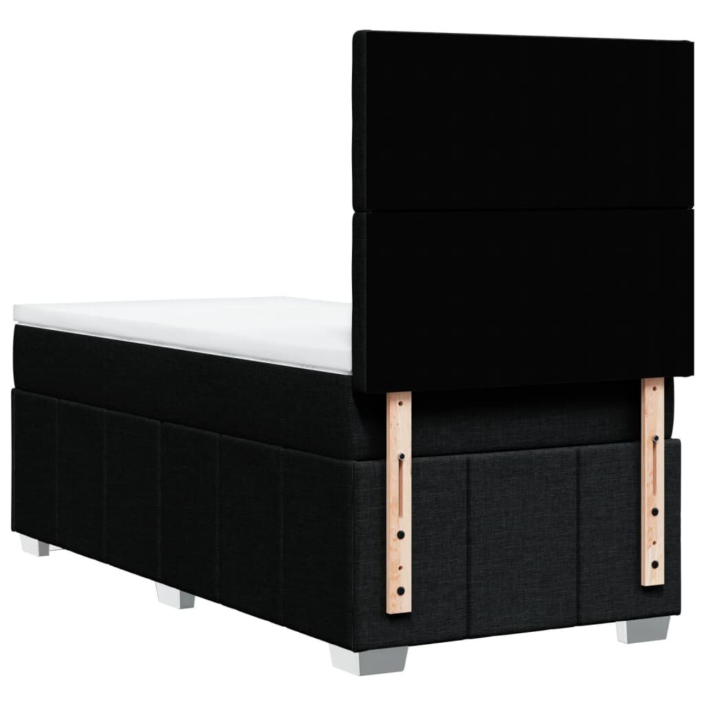 vidaXL Κρεβάτι Boxspring με Στρώμα Μαύρο 90x190 εκ.Υφασμάτινο