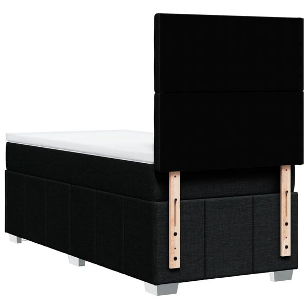 vidaXL Κρεβάτι Boxspring με Στρώμα Μαύρο 90x190 εκ.Υφασμάτινο