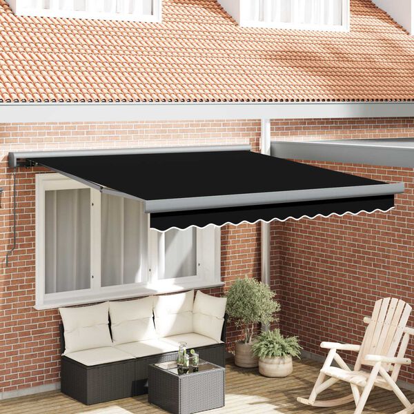 vidaXL Χειροκίνητη Ανασυρόμενη Τέντα Μαύρη 300x250 εκ