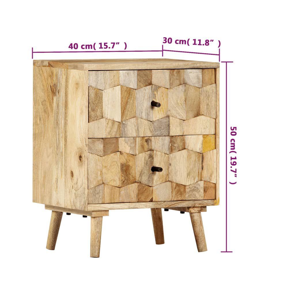 vidaXL Κομοδίνο 40 x 30 x 50 εκ. από Μασίφ Ξύλο Μάνγκο
