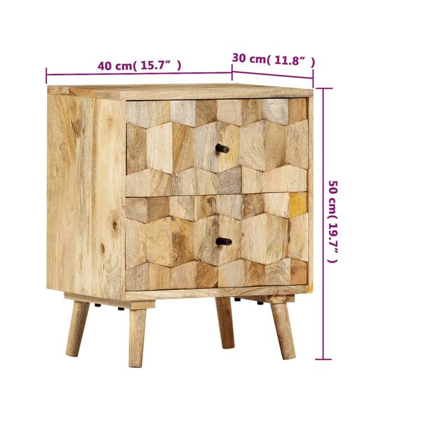 vidaXL Κομοδίνο 40 x 30 x 50 εκ. από Μασίφ Ξύλο Μάνγκο