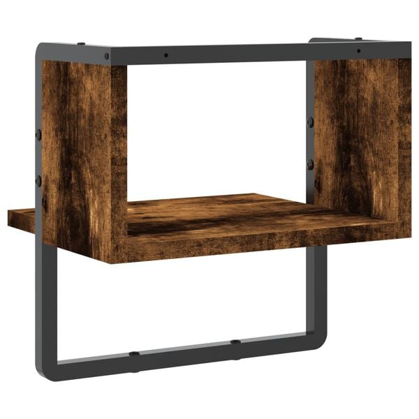 vidaXL Ράφι Τοίχου με Μπάρα Καπνιστή Δρυς 30 x 25 x 30 εκ.